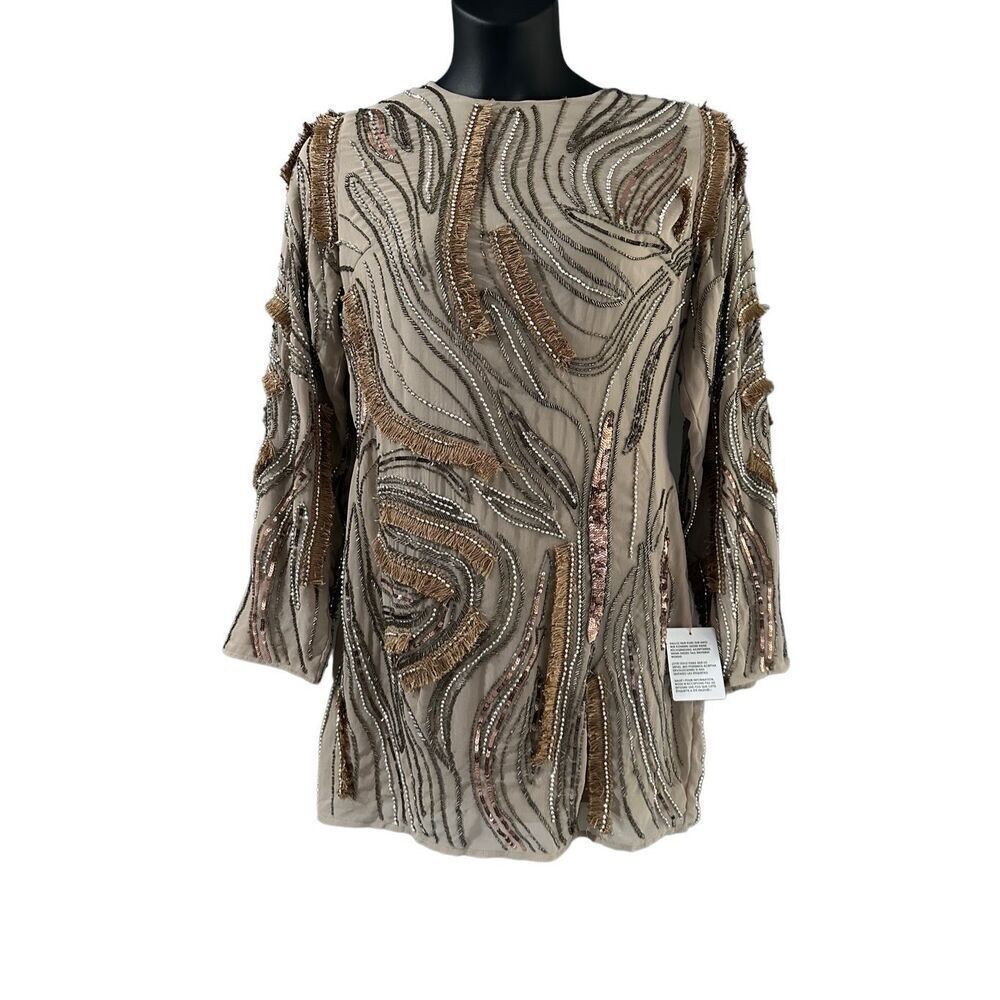 Asos Design Women's Embellished Swirl Mini Dress Taupe Size 14 🛑